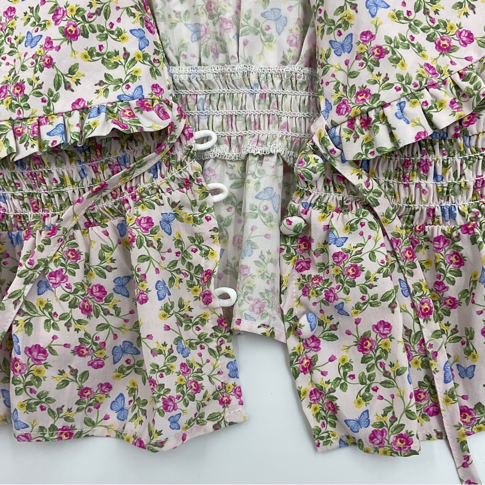 For Love & Lemons x VS LIKE NEW Baby Butterflies Sleep Crop Top Cottagecore XS - Picture 12 of 16